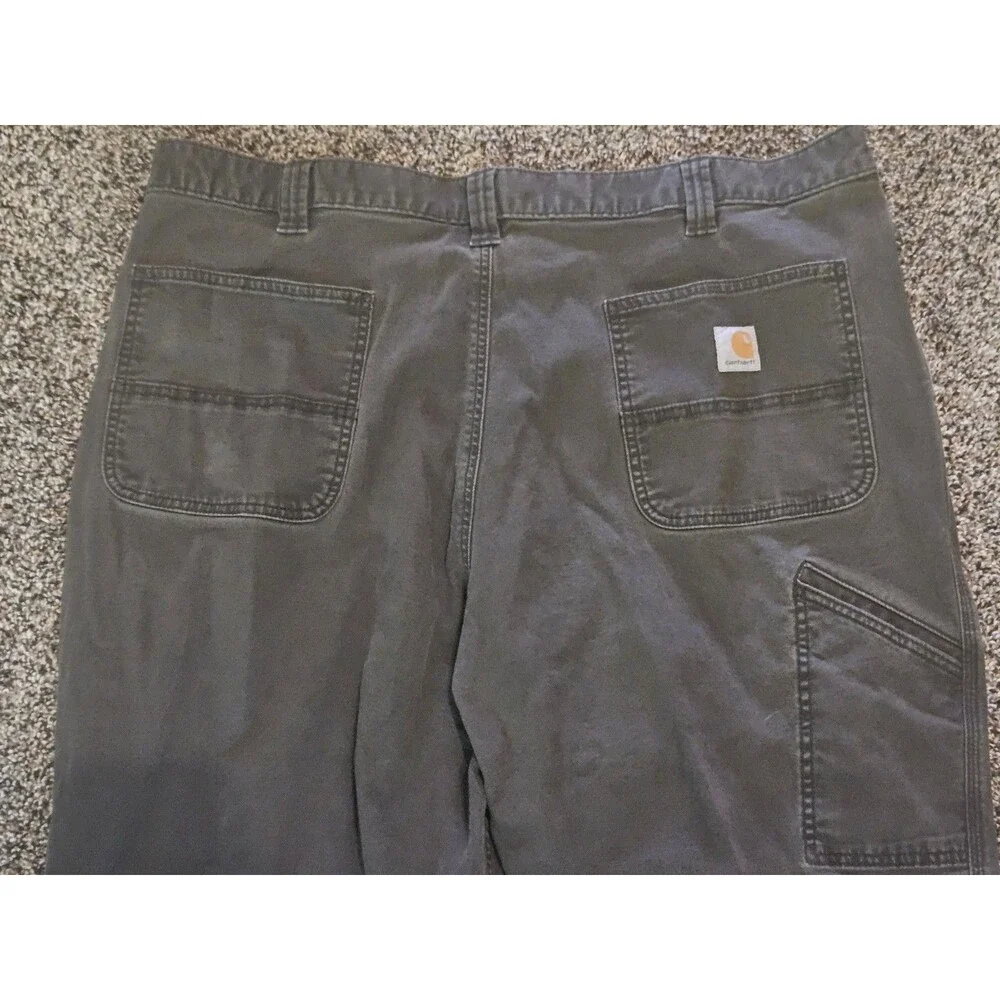 Carhartt Men's BN2291-M Rugged Flex Relaxed Fit Canvas Grey Pants Size 42 x 32
